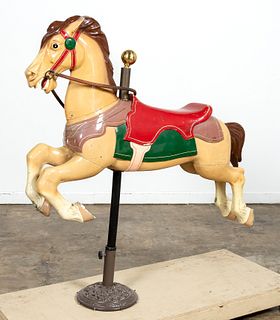 CARVED & PAINTED WOOD AND METAL CAROUSEL HORSE