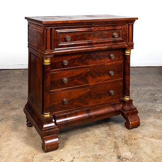 AMERICAN CLASSICAL MAHOGANY 5-DRAWER CHEST/DESK