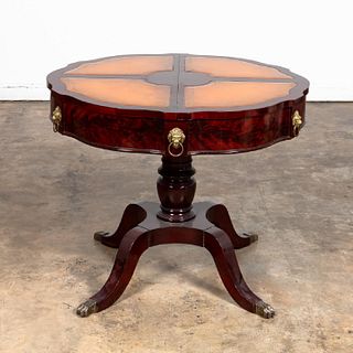 REGENCY STYLE LEATHER TOP DRUM TABLE