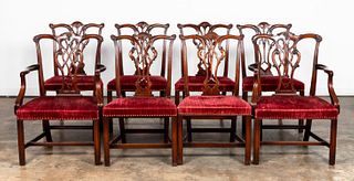 ASSEMBLED SET OF 8 CHIPPENDALE STYLE DINING CHAIRS