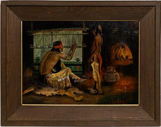 WERNER HOEHN, NATIVE AMERICAN OIL ON CANVAS - 1911