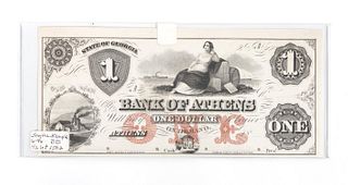 "BANK OF ATHENS" PROOF OBSOLETE $1 BANK NOTE