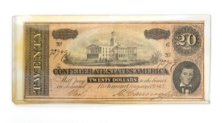 1864 $20 CONFEDERATE STATES OF AMERICA NOTE