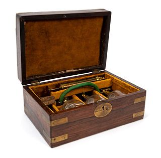 19TH C. ROSEWOOD BLOOD LETTING CUPPING SET