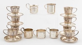 21 PCS, AMERICAN STERLING CUPS AND SAUCERS