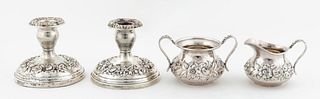 4 PIECES KIRK REPOUSSE STERLING SILVER