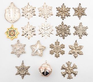 17 STERLING CHRISTMAS ORNAMENTS, INCL. GORHAM