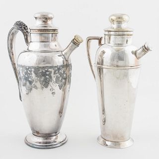 TWO AMERICAN SILVERPLATED COCKTAIL PITCHERS