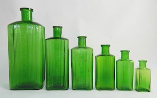 Poison - 6 green rectangular bottles