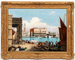 SAMUEL PROUT, DOGE'S PALACE, SIGNED OIL ON CANVAS