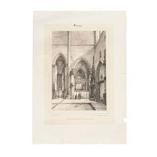 Durand, André/ Courtin, L. Chapelle - Vieille / Facade de l'Église / La Chapelle-Neuve. Litografías. Siglo XIX. Piezas: 3.