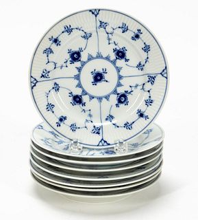 EIGHT "BLUE FLUTED" BREAD & BUTTER PLATES