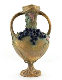 AMPHORA POTTERY VASE WITH GRAPES