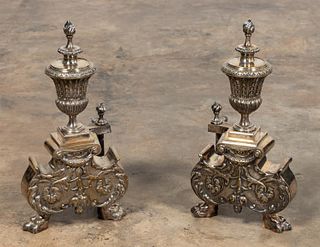 CONTINENTAL, SILVERPLATE ANDIRONS