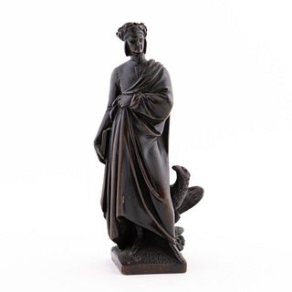 19TH C BRONZE AFTER ENRICO PAZZI, DANTE WITH EAGLE
