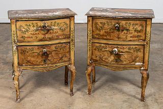 PAIR OF ITALIAN PAINT DECORATED BEDSIDE COMMODES