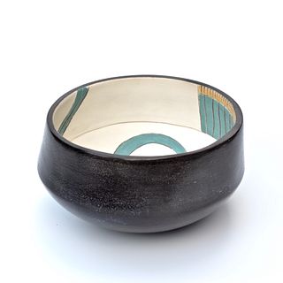 Smoke Fired Bowl with Colorful Graphic Interior