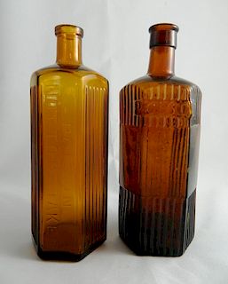 Poison - 2 hexagonal amber bottles