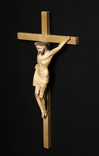 19th C. Spanish Colonial Painted Wood Cristo / Christ