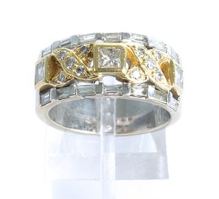 18K White & Yellow Gold XO Diamond Ring