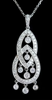 18K White Gold & 1.25 TCW Diamond Pendant Necklace