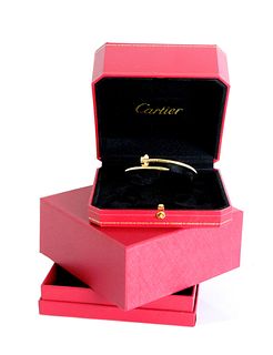 Attr. Cartier 18K Yellow Gold Hinged Nail Bracelet