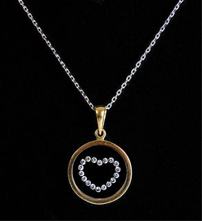 18K YG Diamond Heart Pendant Necklace