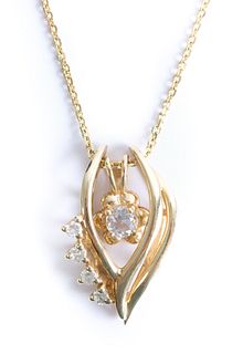 Contemporary 14k YG Diamond & Topaz Necklace