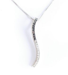 14K WG Black & White Diamond Pendant Necklace