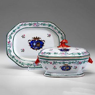 Chinese Export Armorial Tureen and Undertray 