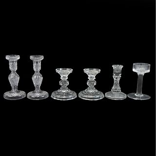Six (6) Vintage Assorted Crystal Candle Holders