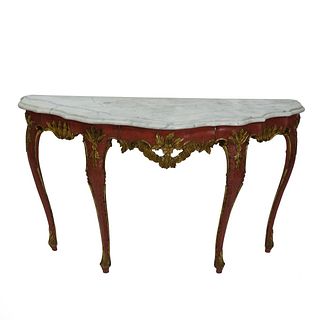 Antique Italian Marble Top Console Table