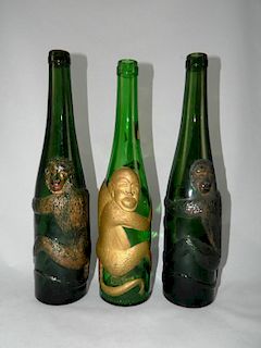 Wine - 3 green round bottles