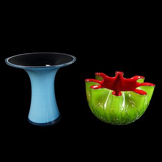 Two (2) Contemporary Art Glass Vases