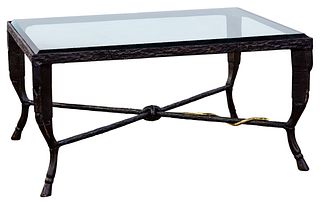 (Style of) Christopher Chodoff Glass and Bronze Coffee Table
