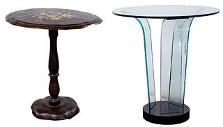 Victorian Papier-Mache Table and Glass Table