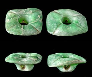 Maya Carved Jadeite Earspools (Pr)