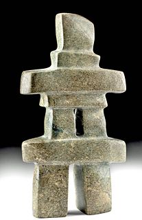 20th C. Inuit Carved Stone Inukshuk - Matthew Jaw