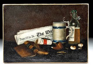 19th C. American Trompe L'oeil Painting - ex Skinner