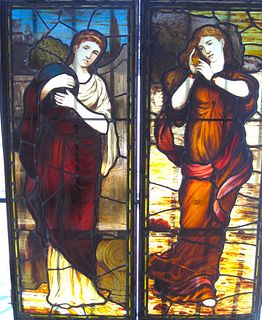 Ca. 1890 pair of Daniel Cottier stained glass windows