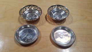 2 Bowl and 2 Saucers Sterling Silver