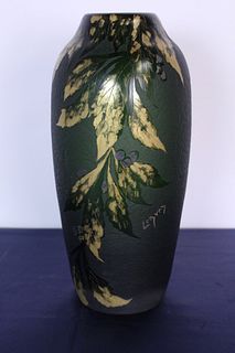 Monumental Legras Cut back Vase with Gold Leaf