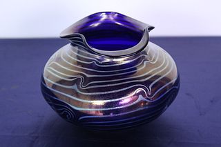 Victor Durand Signed Art Glass Bowl King Tut