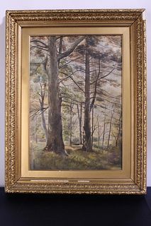 Watercolour of Trees in Original Frame