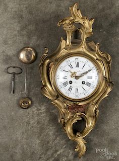 French Medaille D'Argent bronze cartel wall clock, 19 1/2'' h.