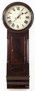 Edward Matthews, Welshpool mahogany long case parliament clock, 58'' h.