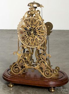 Double fusee skeleton clock under a dome, overall - 21 3/4'' h.