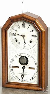 Ithaca Calendar Clock Co. walnut shelf clock, 16 1/2'' h.