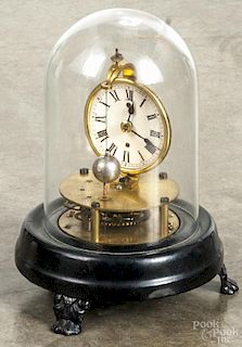 E. N. Welch rotary pendulum clock under a dome, overall - 7 1/2'' h.