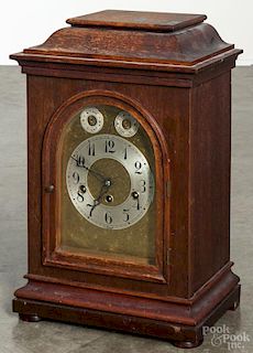 Junghans oak bracket clock, 17'' h.